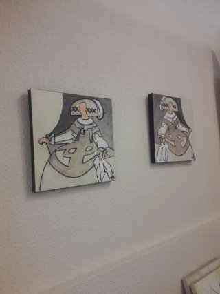 Cuadro moderno menina beige y gris