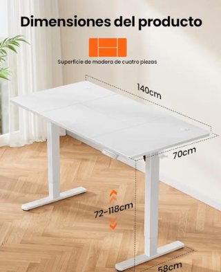 Mesa de escritorio ajustable blanca