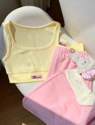 Conjunto Top y Pantalón Rosa/Amarillo