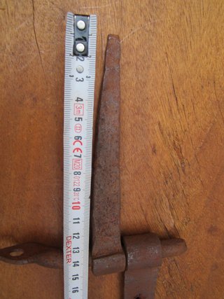 Bisagra antigua forja con apoyo, 28.5 cm.
