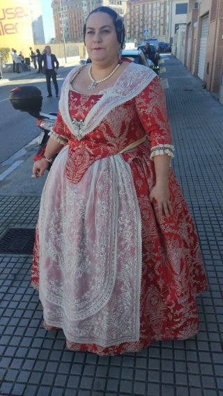 Traje de Fallera Adulta Rojo y Dorado