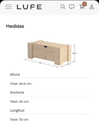 Baúl de madera LUFE ecológico.