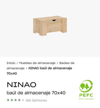 Baúl de madera LUFE ecológico.