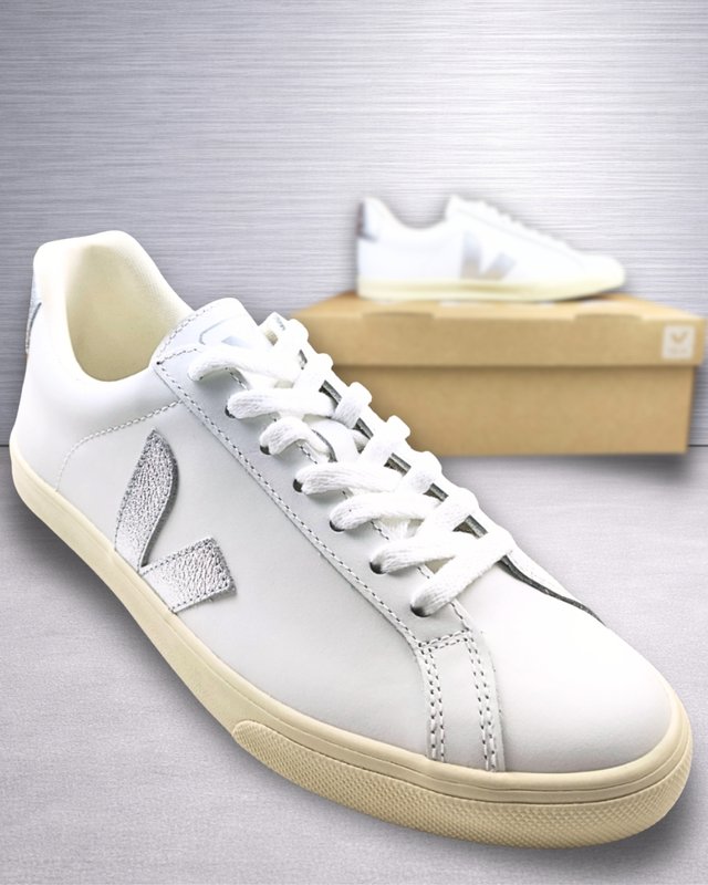 Veja Esplar Logo Leather White Silver T.38 Nuevas