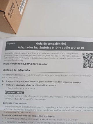 Casio WU-BT10 Adaptador MIDI y Audio Inalámbrico