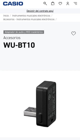 Casio WU-BT10 Adaptador MIDI y Audio Inalámbrico
