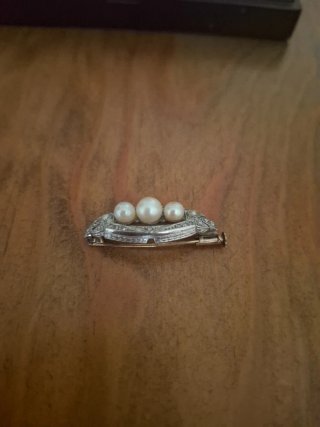 Broche antiguo oro, diamantes y perlas