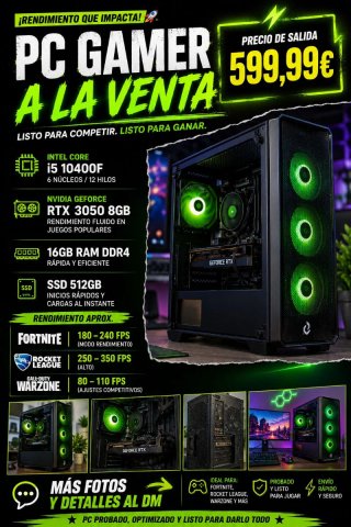 PC Gamer i5 10400F RTX 3050 8GB 16GB RAM