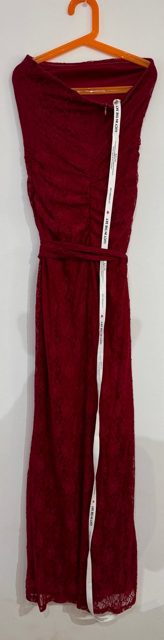 Vestido Largo Encaje Rojo