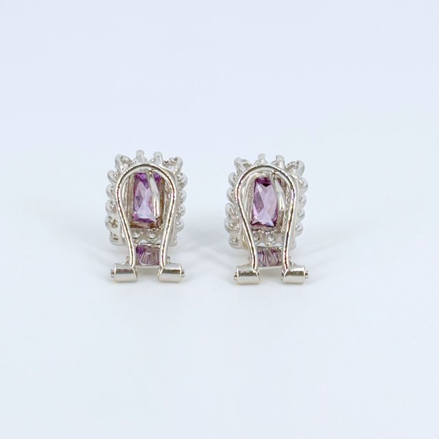 Pendientes Oro Blanco 18k, Circonitas, 3.6gr