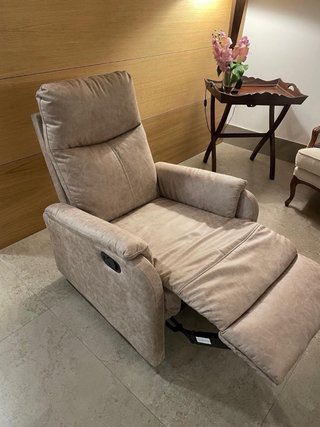 Sillón relax tela y polipiel beige