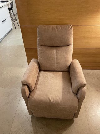 Sillón relax tela y polipiel beige