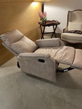 Sillón relax tela y polipiel beige