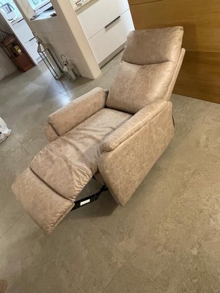 Sillón relax tela y polipiel beige