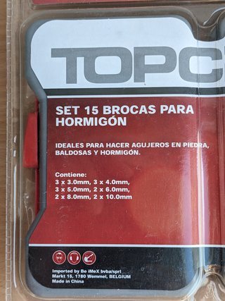 NUEVO, TOPCRAFT Set 15 Brocas Hormigón