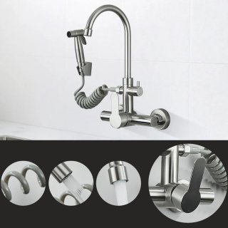 Grifo Cocina con Manguera Ducha Pared