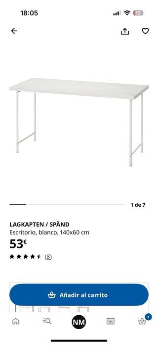 Escritorio Blanco 140x60cm IKEA LAGKAPTEN