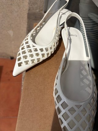 Zapatos Mango Talla 37 Troquelados Blancos