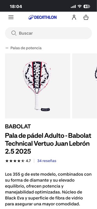 Pala pádel Babolat Vertuo J.Lebrón