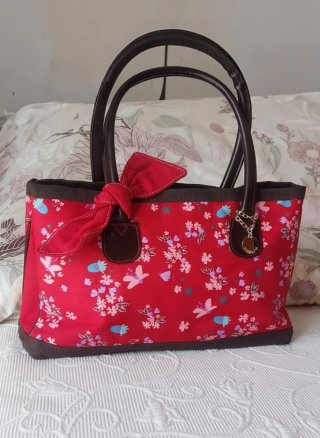 Bolso Verano Cacharel Rojo Flores
