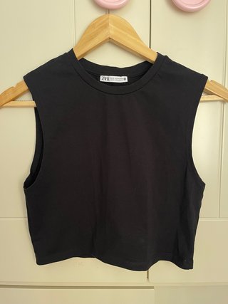 Top Negro Zara Hombros Marcados Talla S