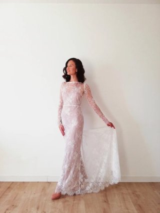 Vestido de Novia Nuevo de encaje, estilo vintage