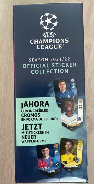 Lata Topps UCL 2021-22 + 90 cromos + 4 dorados