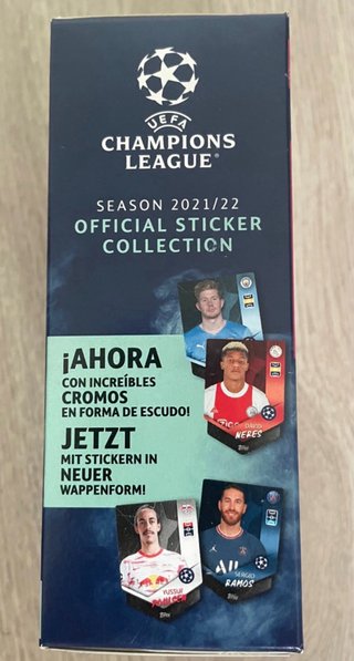 Lata Topps UCL 2021-22 + 90 cromos + 4 dorados