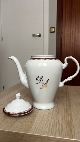 Juego de té/café porcelana grabado