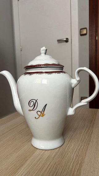Juego de té/café porcelana grabado