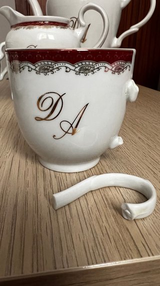 Juego de té/café porcelana grabado