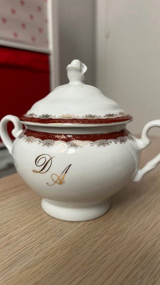 Juego de té/café porcelana grabado