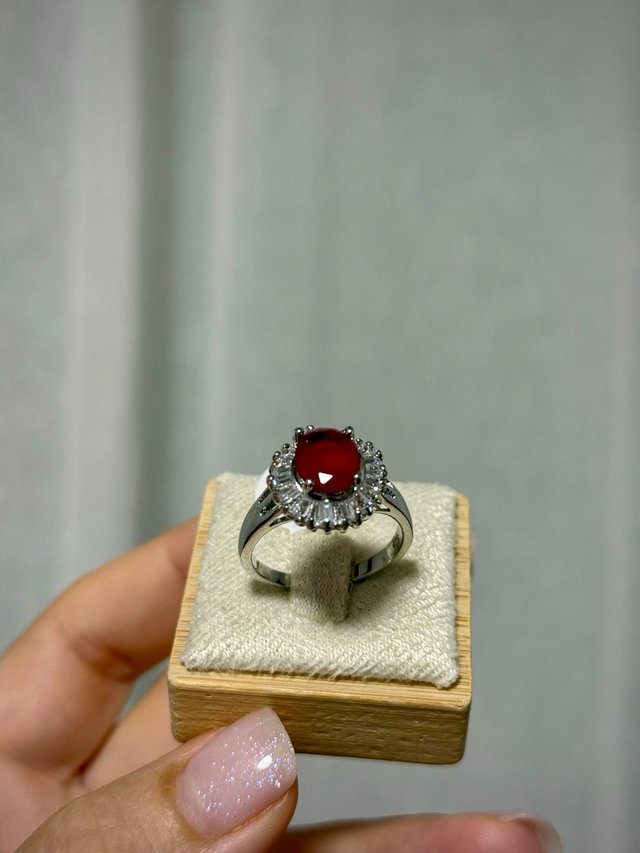 Anillo Cristal Burdeos Talla 10