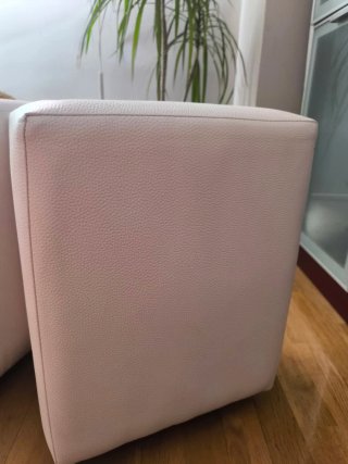 2 banquetas polipiel blanca