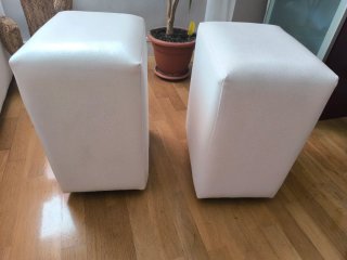 2 banquetas polipiel blanca