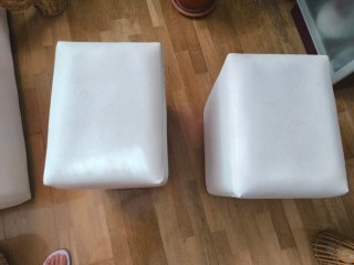 2 banquetas polipiel blanca