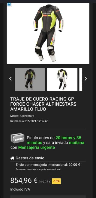 Mono Alpinestars 1 Pieza NUEVO