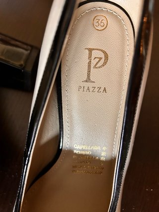 Zapatos Piazza Talla 36 Tacón Blanco y Negro