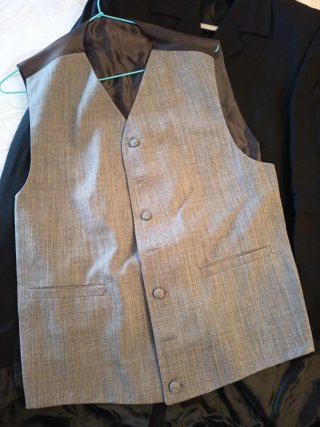 Levita y chaleco hombre negro/gris
