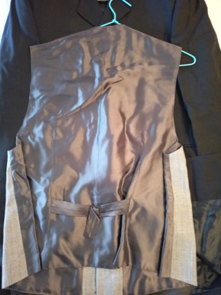 Levita y chaleco hombre negro/gris