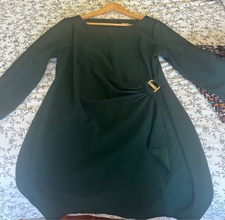 Vestido DKNY verde manga 3/4 talla M