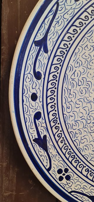 Plato Cerámica Española Dragón Alado Azul