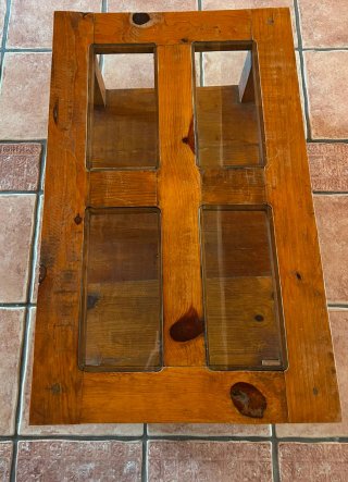 Mesa de centro rústica madera y cristal