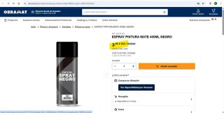 Pintura Spray Negro = 4 Mate y 3 Brillo 400ml