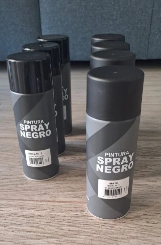Pintura Spray Negro = 4 Mate y 3 Brillo 400ml
