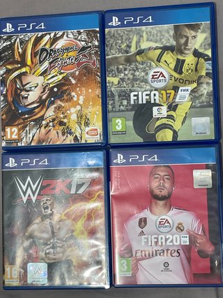 4 Videojuegos PS4: FIFA 17, FIFA 20, DBZ, WWE 2K17