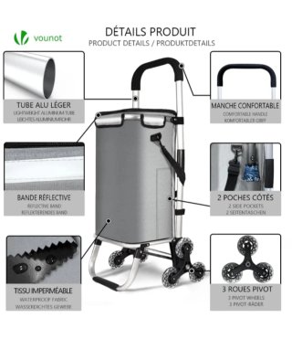 Carrito Compra Plegable Aluminio VOUNOT