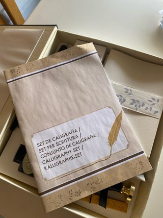 Set Escritura Caligrafía Pluma Tinta Sellos