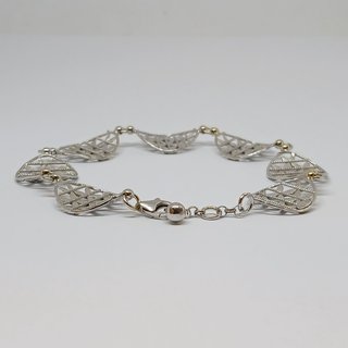Pulsera Oro Blanco 18k Eslabón Oval Reja