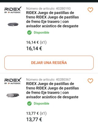 Pastillas de freno RIDEX Juego delantero